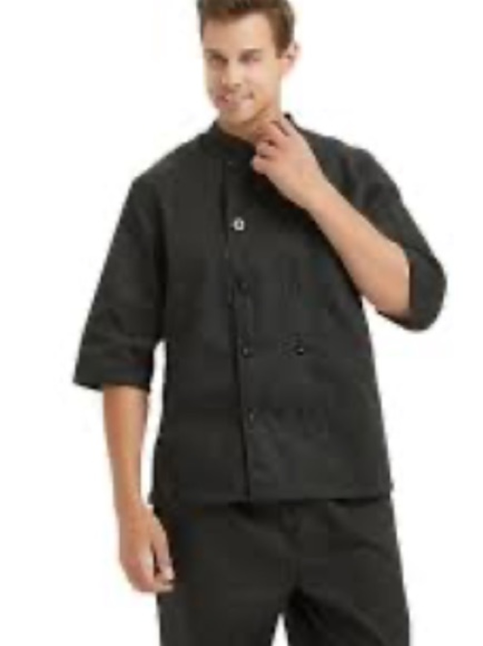 TOPTIE Unisex Classic 3/4 Sleeve Active Chef Coat-Black | L